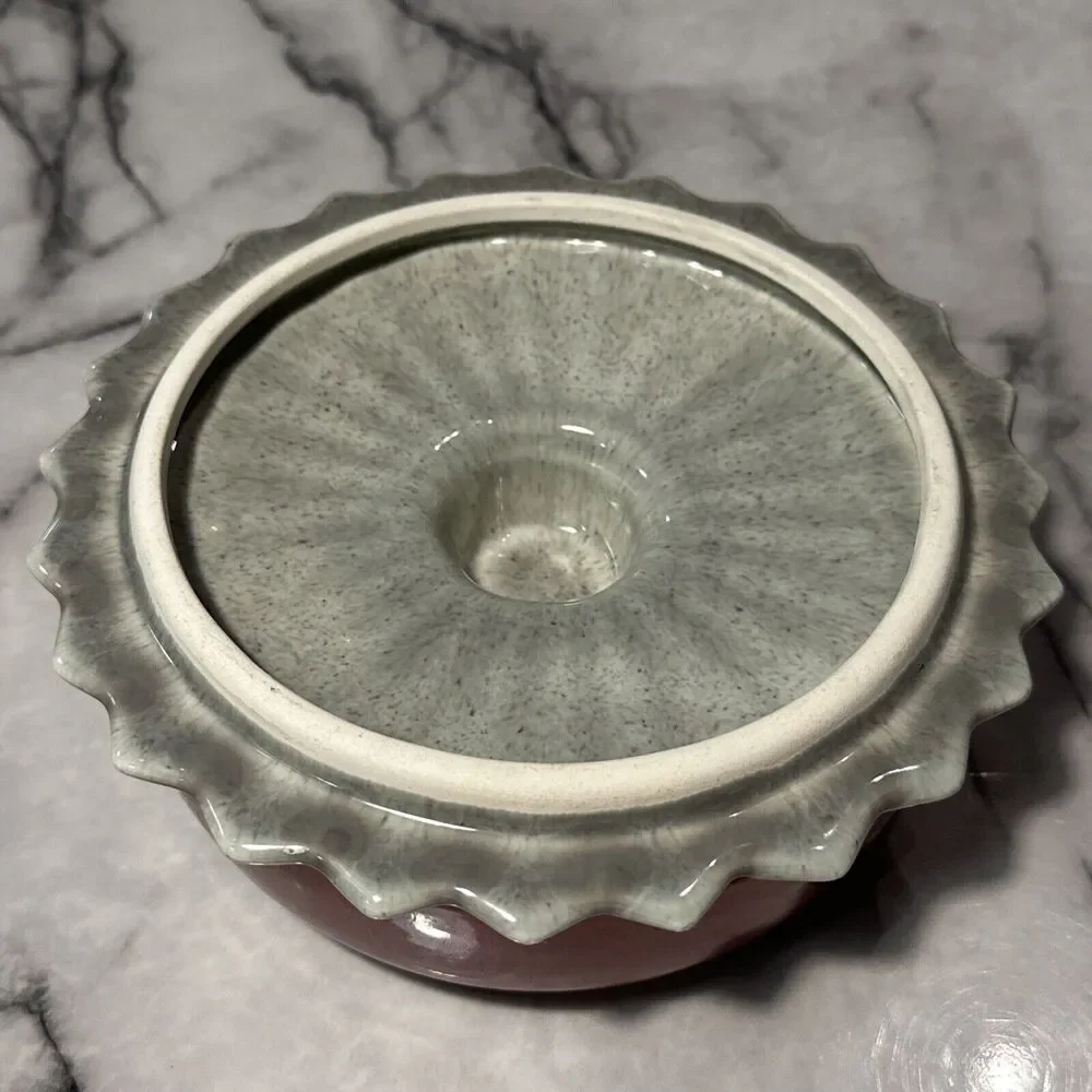 VINTAGE West Coast Pottery California 101 Lidded Bowl‎ Handmade Speckle Art Deco